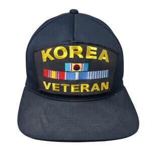 Vintage Korea Veteran Patch Snapback Hat Blue One Size NorthStar Korean War